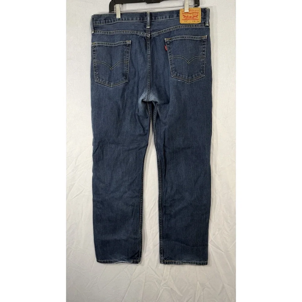 Levi's 514 Men's Jeans 36x32 Straight Leg Dark Wash Faded Regular Fit Blue Denim